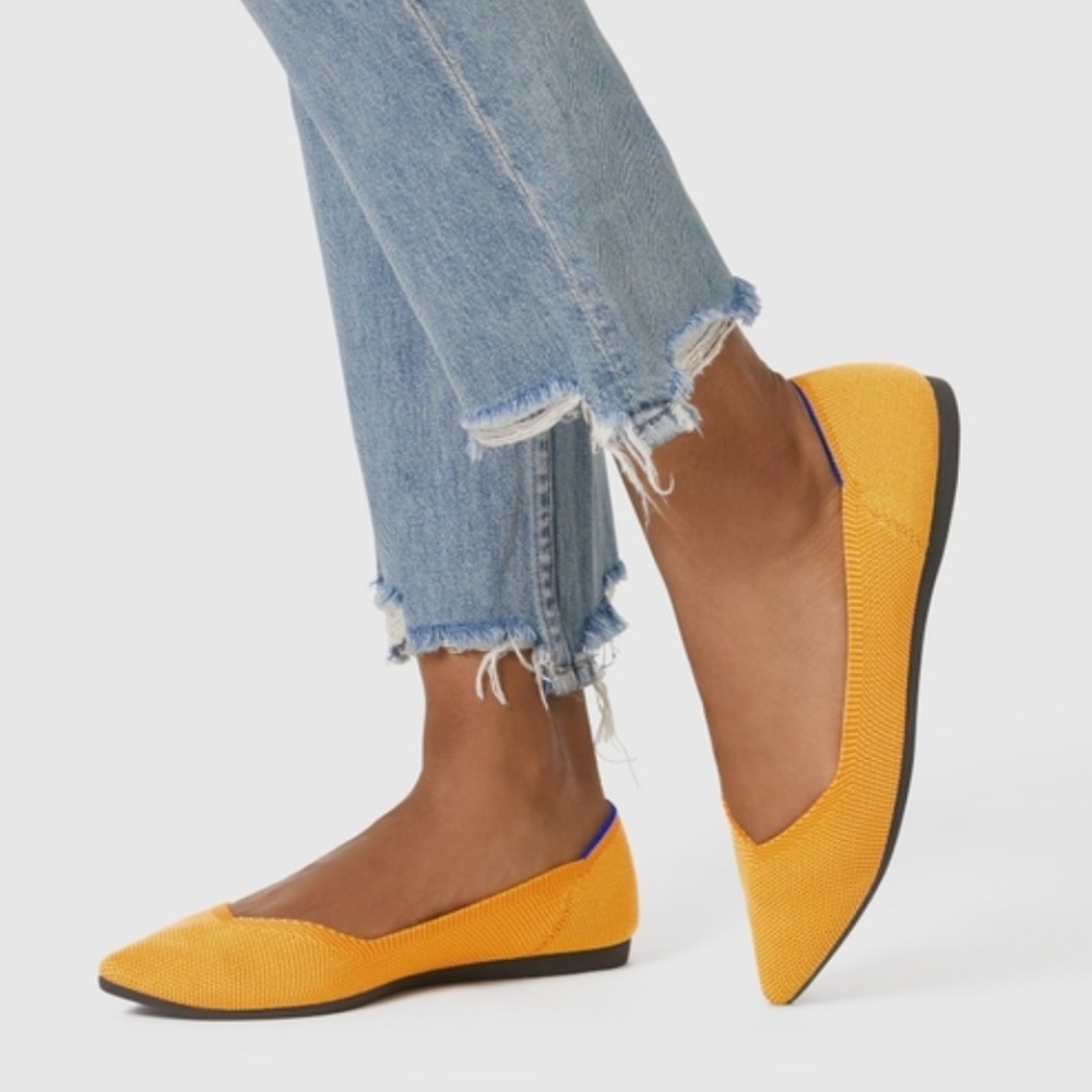 Rothy's Point II Shoe in Marigold Mustard Yellow - Size 9.5